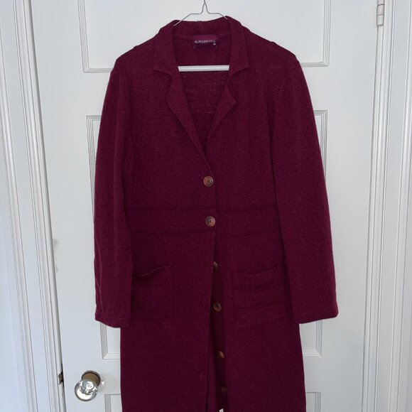 Alannah Hill Maroon Wool Coat, Size 12 - Picture 4 of 5